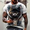 Men's T-Shirt Trend Cat Element T Shirt For Men Daily Outdoor Fashion O-neck Short Sleeve Tees Comfortable Material Clothing Top