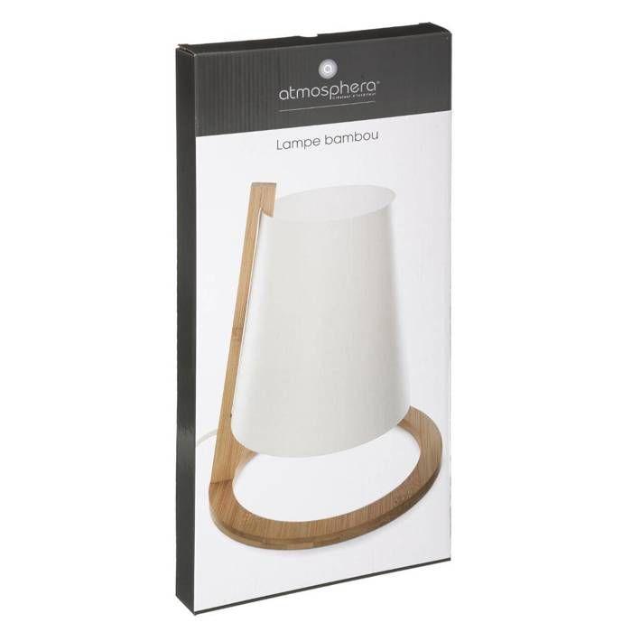 Lampe "Pita" bambou blanc H26cm - Atmosphera createur d'interieur