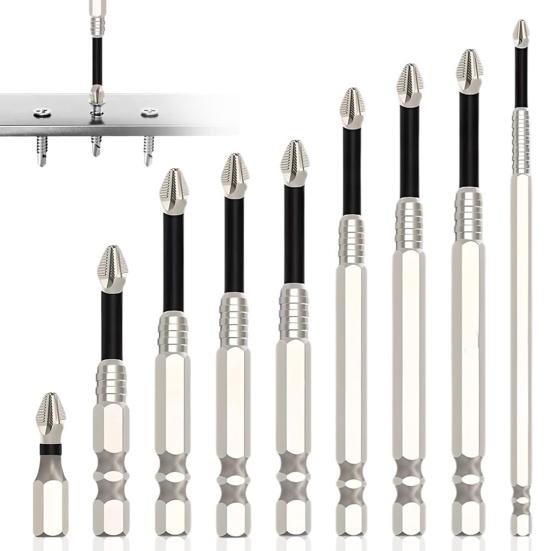 Набор из 9/12 сверл, нержавеющие, противоскользящие, магнитные, широкие, для электрической отвертки