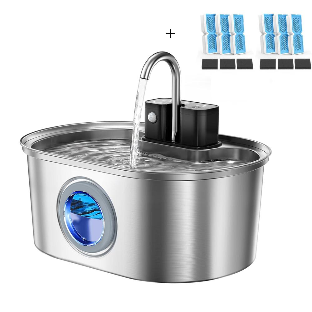 3L Нержавеющая сталь беспроводной датчик подзарядки фонтан для кошек автоматический питьевой фонтан для кошек поилка для собак диспенсер для домашних животных миска