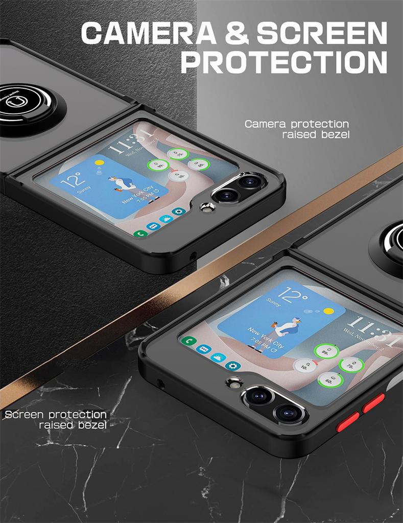 For Samsung Galaxy Z Flip 3 4 5 6 Case Magnet Ring Stand Matte Armor Phone Case For Galaxy Z FLIP3 FLIP4 FLIP5 FLIP6 Back Cover