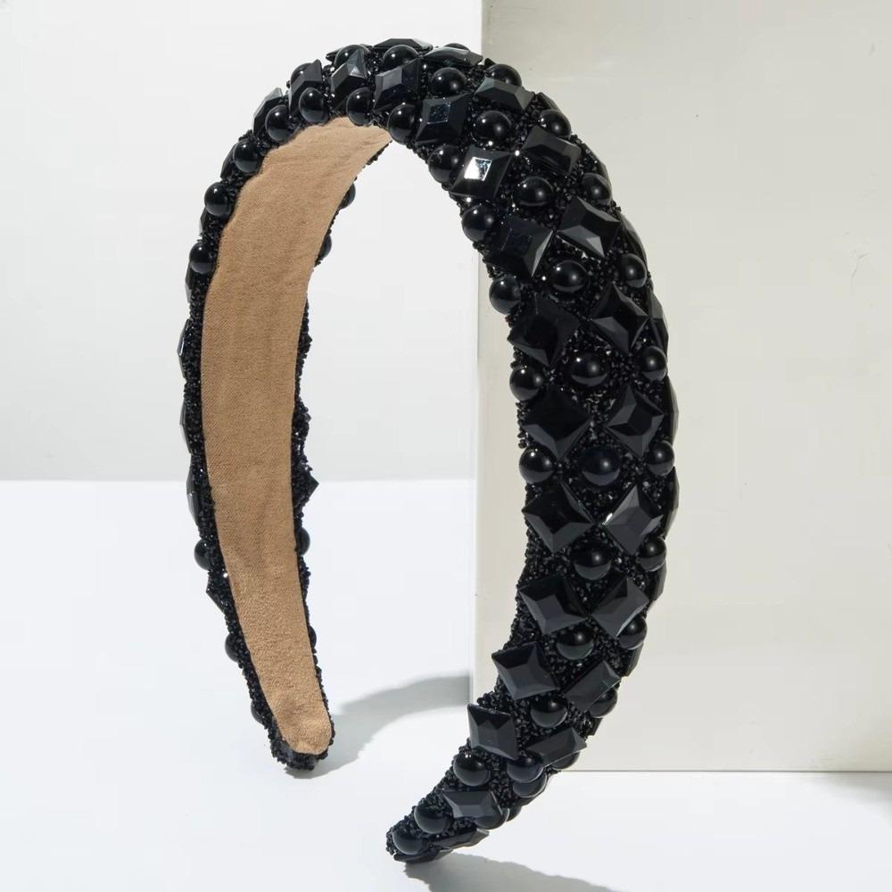 Full Rhinestone Resin Pearl Headband Korean Style Luxury Hairband For Women Gift