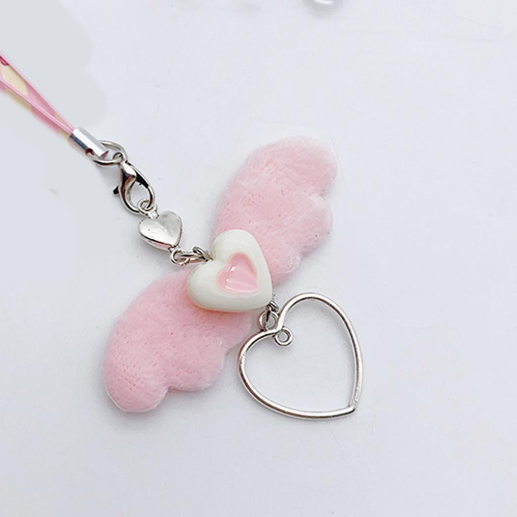 Winged Heart Phone Charm Acrylic Phone Chain Stylish Accessory Angel Wing Phone Pendant Perfect Gift for Women and Girls