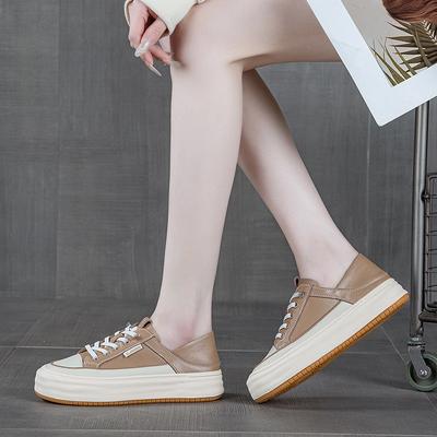 Ретро кожаные туфли на толстой подошве, которые можно носить двумя способами, для женской весны, новые, универсальные и удобные, повседневные маленькие белые туфли на мягкой подошве