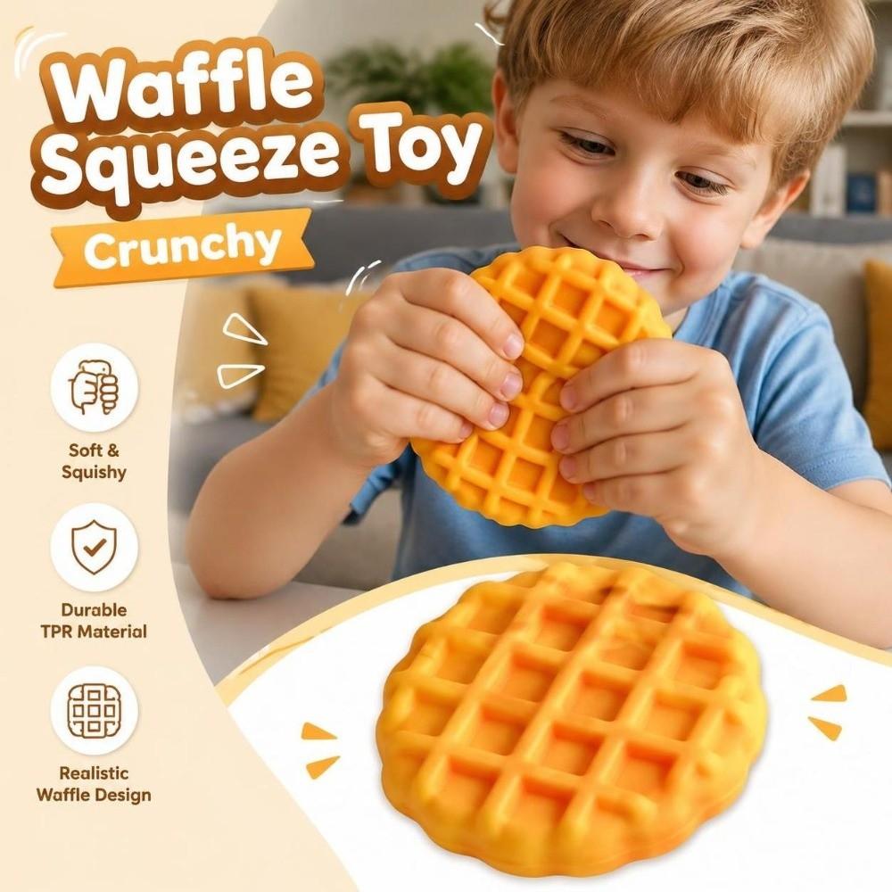 Crunchy Waffle Squeeze Toy Building Blocks Realistic Dessert Pinch TPR Fidget Toy for Kids Adults