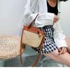 Соломенная сумка через плечо Pu Лоскутные сумки Прочная сумка-мессенджер для женщин