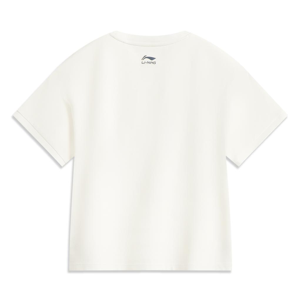 Li Ning Серия Спортивный Стиль Жизни Повседневная Простая Футболка с Круглым Вырезом и Коротким Рукавом Свободного Кроя Женская Футболка Молочно-Белый AHSV464-4