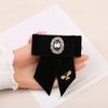 Retro Fabric Velvet Bow Tie Brooch Crystal Bee British Style Bowknot Shirt Collar Pins And Brooches For Women Accessories