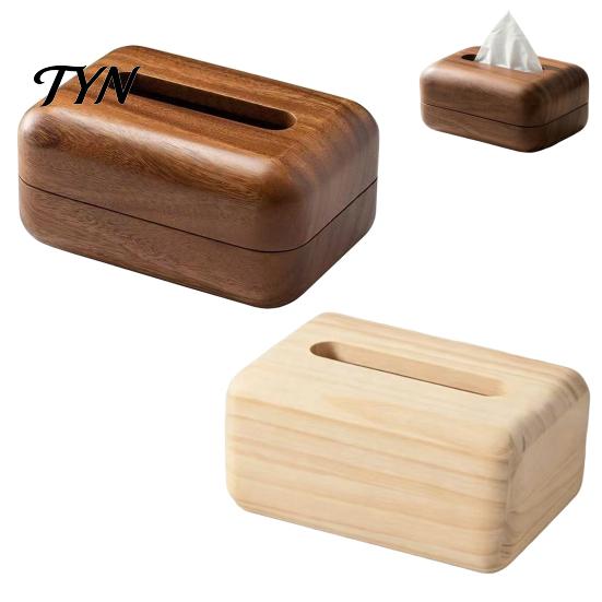 Nordic Style Paper Storage Solid Wood Tissue Box, Rectangular Wooden Dispenser, Flip Top Small Box for Cotton Pads Lid Napkin Case Living Room Bedroom