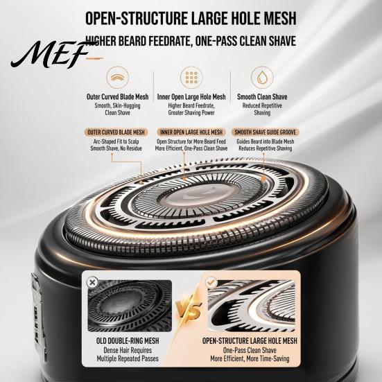 Wet Dry Shaver Electric Bald Head Shaver, Beard Trimmer with Digital Display, 360 Degree Waterproof Floating Rotary Grooming Tool for Men Compact
