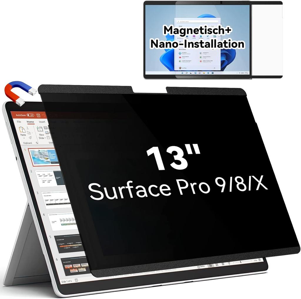 Magnetic Privacy Screen for Microsoft Surface Pro 9 2022 / Surface Pro 8 2021 / Surface Pro X, Surface Pro Privacy Filter 13 Inch Screen Protector