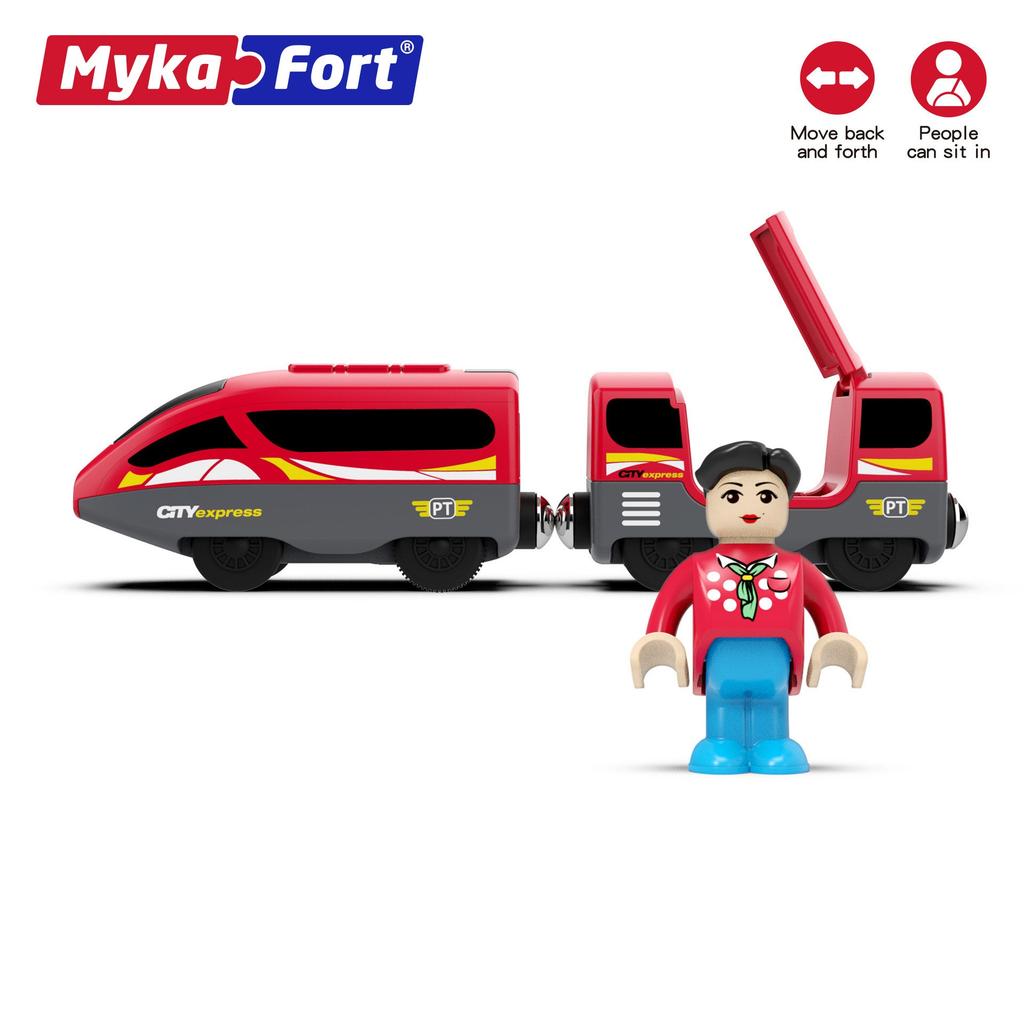 Многофункциональный электрический набор поезда с маленькими человечками, развивающий подарок, детские игрушки, можно сочетать с деревянной железной дорогой