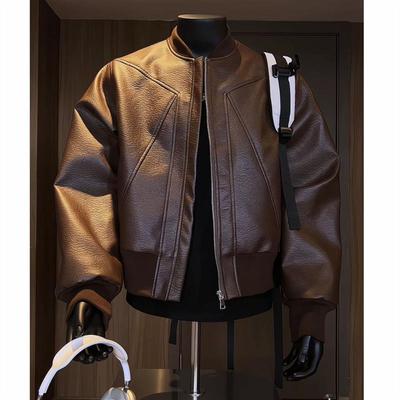 Куртка бейсбольная Rogue Black из искусственной кожи свободного кроя - Устойчивая к пятнам, осенний мотоциклетный стиль для пар