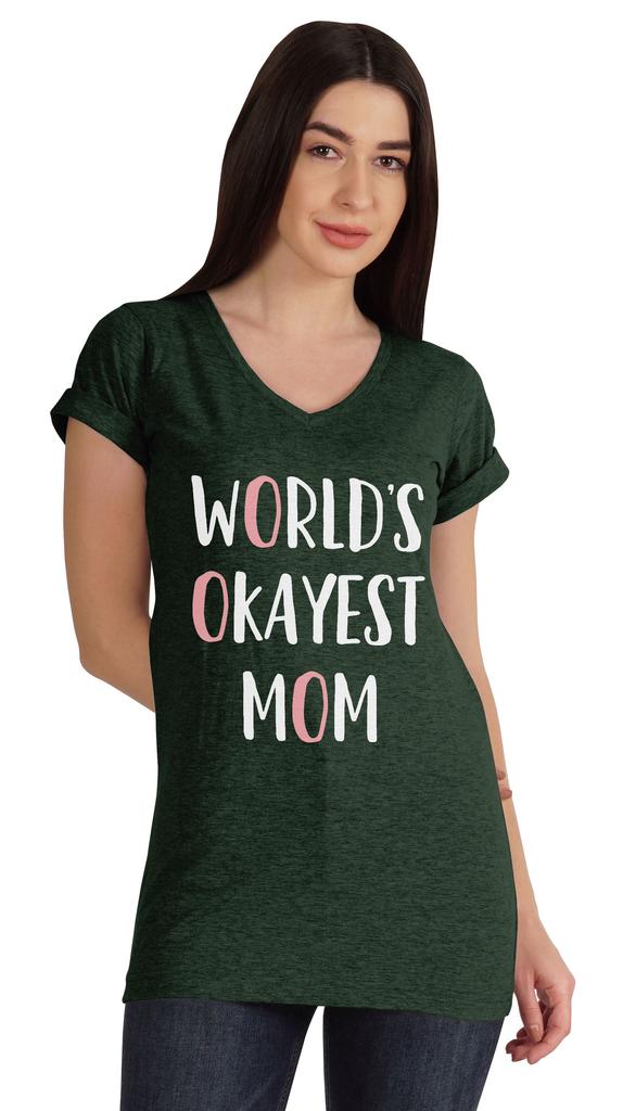 Inkmeso World  S Okayest Mom Graphic Tshirt Short Sleeve Mother  S Day Gift