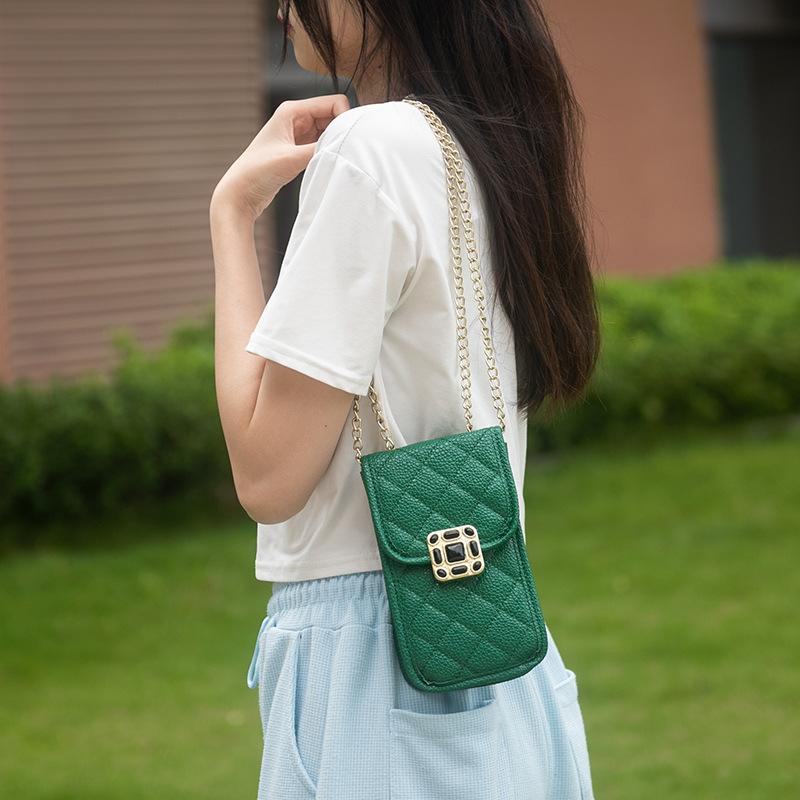 Тренд Сумка Икра Сумка для мобильного телефона Модная Матовая Текстурированная Ромбовидная Цепочка Маленькая Квадратная Сумка Вышитая Сумка на Плечо