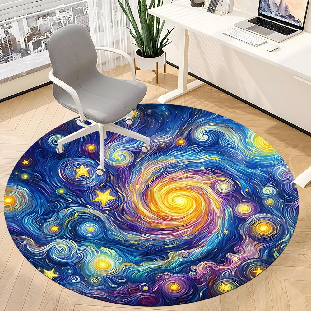 1PC Galaxy Swirl Office Round Area Rug,  Mat Suitable ForOffice, Under Office Chairs Bedroom Living Room Home Decor, Room Deco