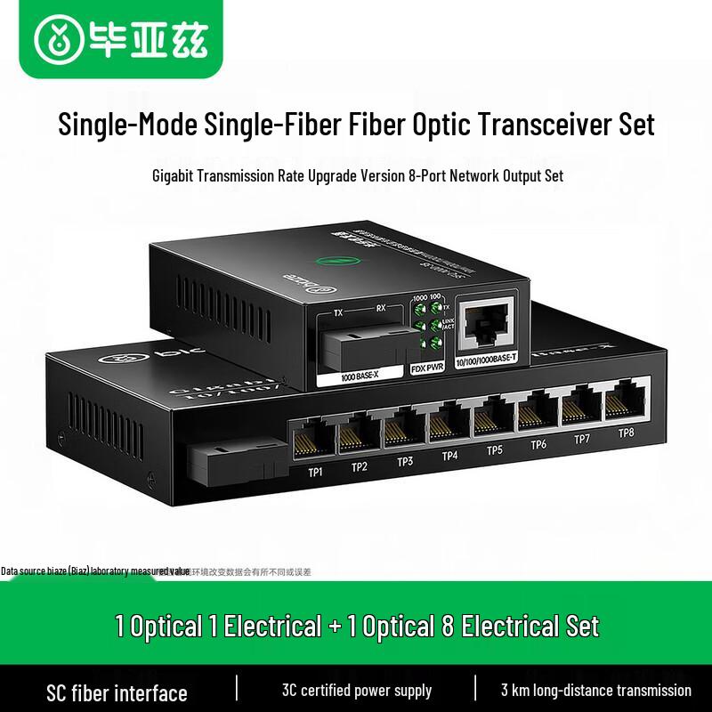 BIAZE Gigabit Single-Mode SC Fiber Optic Media Converter Kit