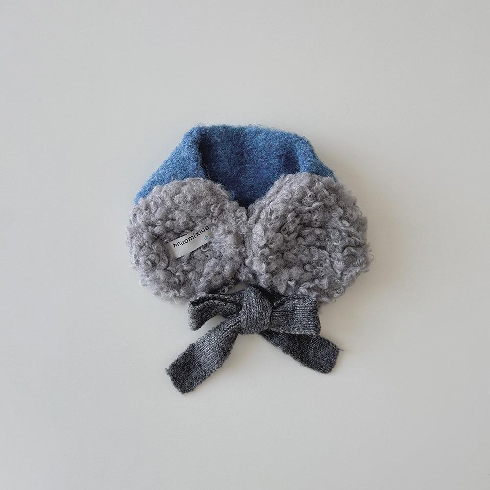 Новые корейские детские наушники Зимние плюшевые завязывающиеся грелки для ушей Цветной блок Вязаные накладки на уши для девочек Теплая флисовая повязка на голову