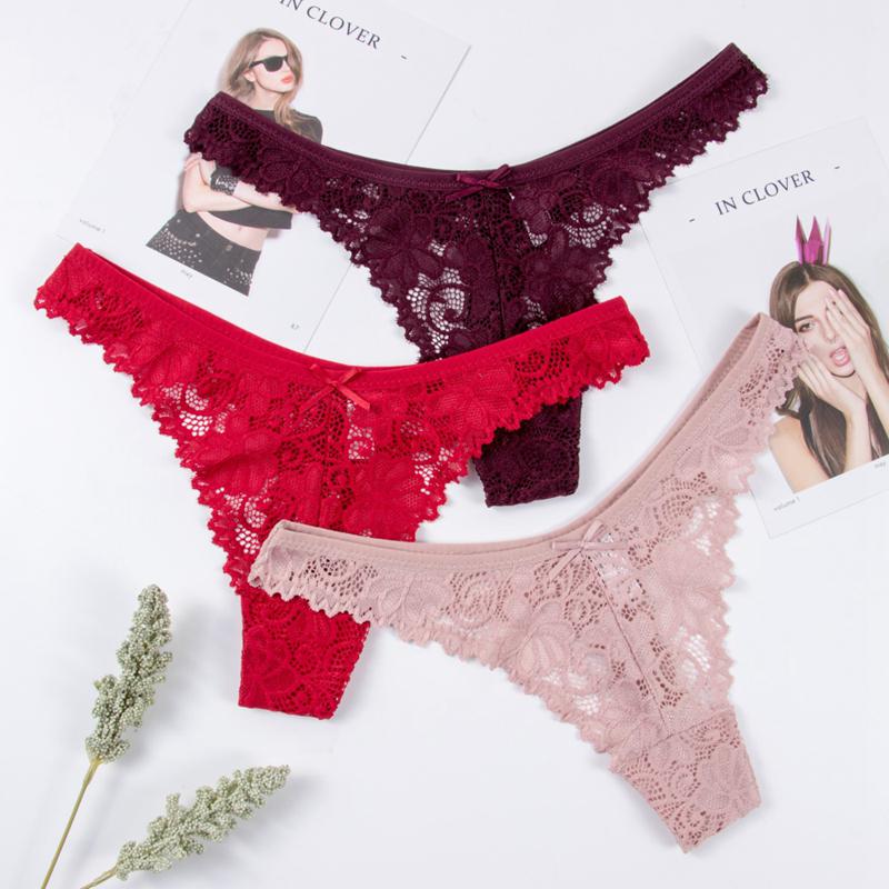High Quality Women's Low Waist Lace Floral Panties Thong Sexy G -String Brief Underpants Thong Intimates Lingerie Underwear Tangas Calcinhas Bragas