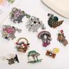 Floral Diamond Brooch Niche Design Flower Basket Rhinestone Pin Ladies Gem Badge