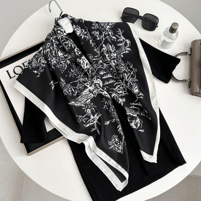 Печатный буквенный высококачественный искусственный шелк женский твил шелковый декоративный женский шелковый шарф