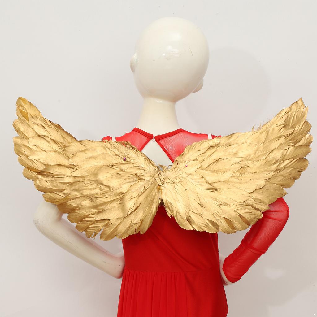 Adult Women Girls Swallow Wings Angel Feather Wings Princess Gold Wing Model Catwalk Stage Party Performance Halloween Dress Up