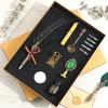 1 Set Quill Pen Set Nice-looking Meaningful Stainless Steel Smooth Writing Feather Pen Ink Kit Stationery Supplies