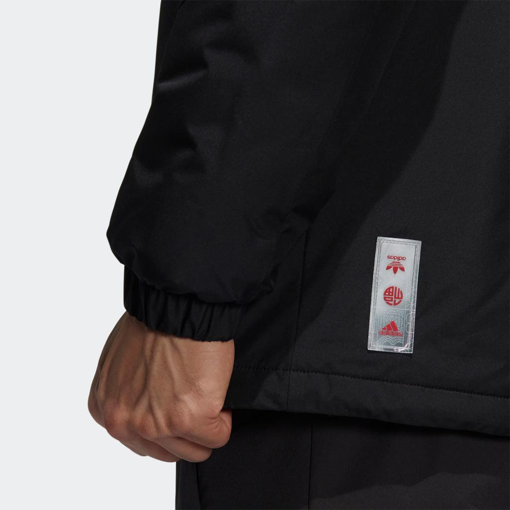 Adidas CNY Print Повседневная теплая хлопковая куртка с капюшоном Мужская верхняя одежда Черный HI3269