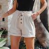 Женские модные однотонные повседневные шорты с широкими штанинами и высокой талией на эластичной повязке