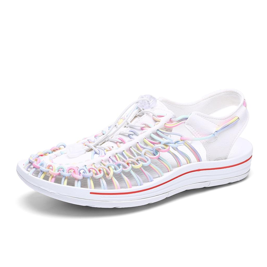 2025 Foreign Trade Men's New New Color Woven Sandals Fashionable Casual Couple Sandals Comfortable and Breathable Outdoor Sandals