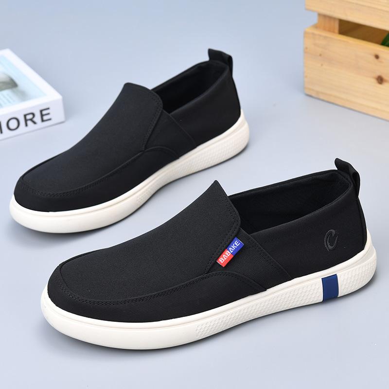 Мужская обувь из ткани, весенние и летние туфли с одной педалью, дышащие, прогулочные, ленивые, повседневные туфли с мягкой подошвой, удобные и легкие, мужская парусиновая обувь