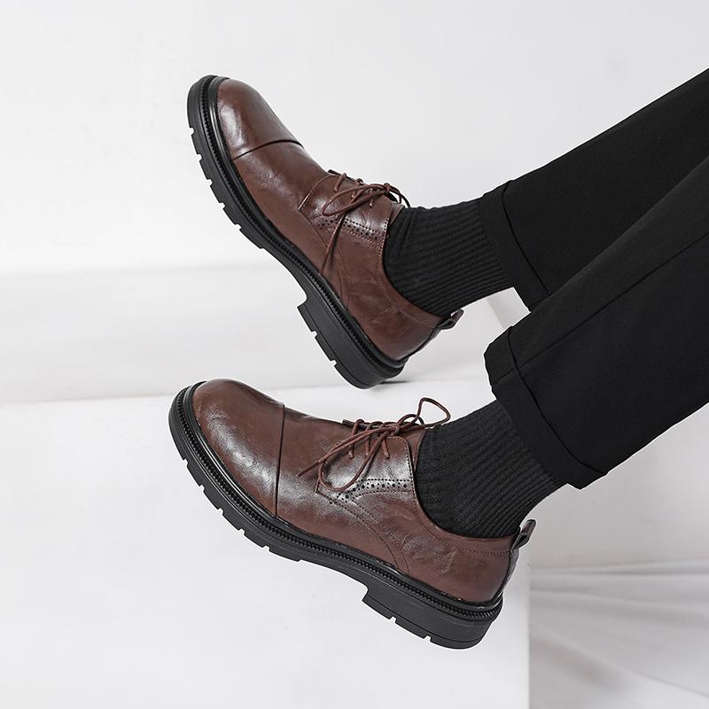 Роскошные кожаные туфли Новые кожаные броги из коровьей кожи, британские деловые формальные мужские кожаные туфли, свадебные офисные туфли