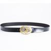 Whole Cowhide Retro Men's Belt Letter L Gold and Silver Two-color Oval Buckle Belt Men