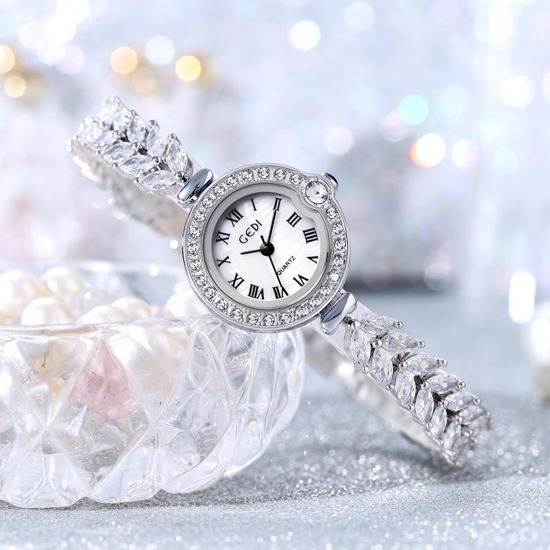 Elegant Watches for Women Silver Rhinestone Fashion Casual Luxury Ladies Watches Waterproof 3Bar Simple Design Top Brand
