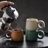 Nordic Retro Rough Pottery Coffee Cup Handmade Cup Ring Handle Ceramic Mugs Water Tea Cup Pull Flower Latte Breakfast Cups
