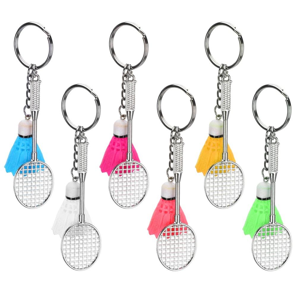 6pcs Lightweight Material Badminton Keychain Compact Size Sports Keychain For Sports Lovers