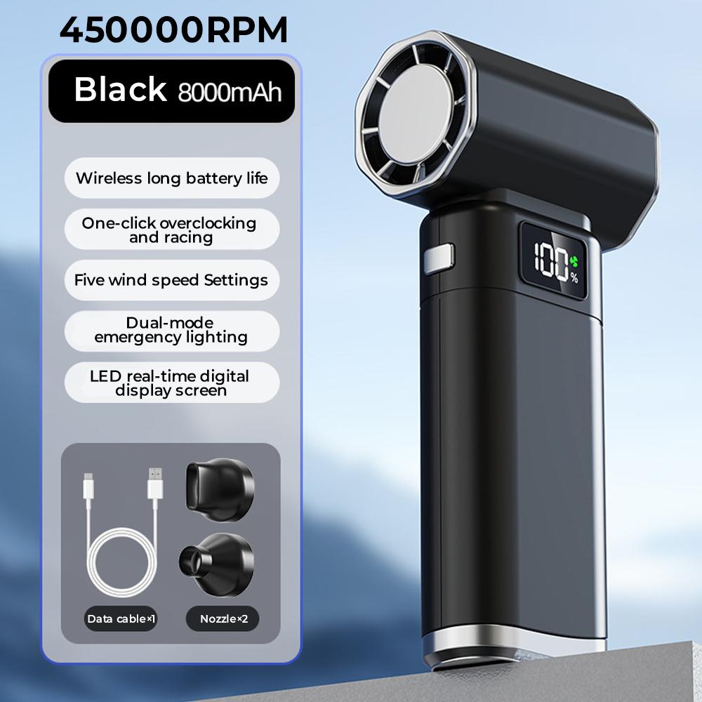 8000 мАч Воздуходувка 450000 об/мин Мини Турбо Реактивный Вентилятор Высокоскоростной Турбо Мощный Вентилятор 52 м/с Бесщеточный Двигатель Ручной Канальный Вентилятор для Чистки ПК