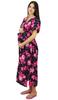 Kaftan Front Buttons Maternity Night Wear Printed Hospital Delivery