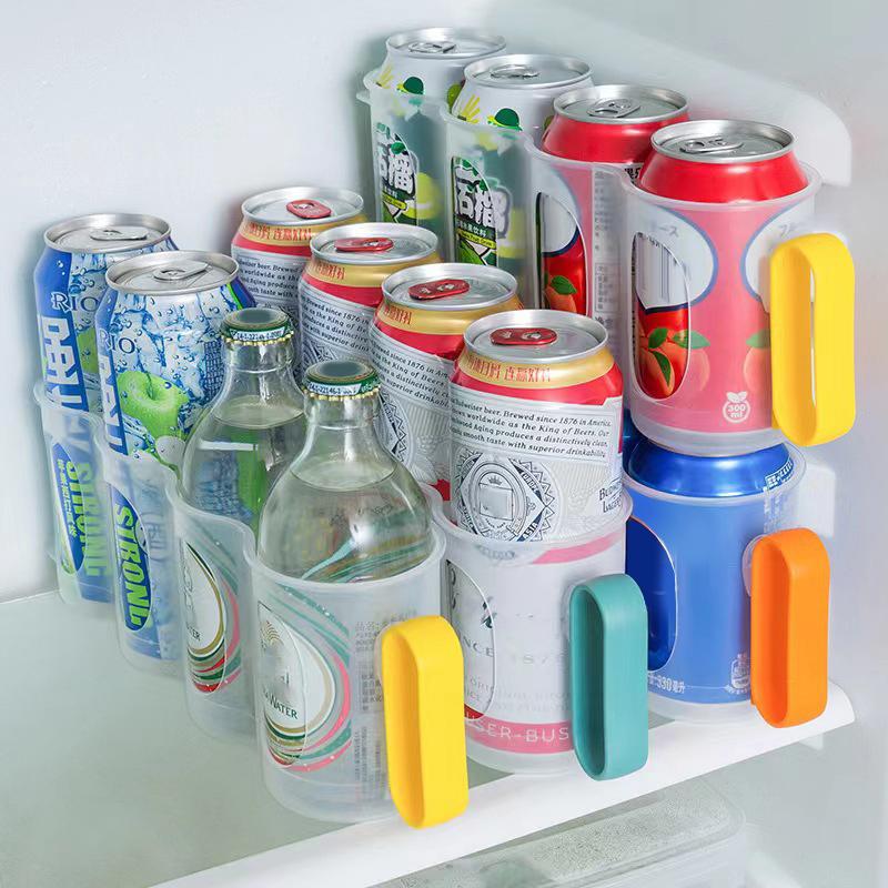 1 шт. Коробка для хранения банок пива, газировки, напитков, Кухонный органайзер для хранения в холодильнике, Держатель для бутылок, Полка-стеллаж для хранения в холодильнике
