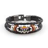One Piece Луффи Мужской кожаный браслет с черепом и деревянными бусинами