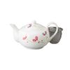 Ale-net Teapot, 12 X 10.5 Cm, 600cc, Kazahana (Flower) Design (with Tea Strainer), Porcelain, Stylish
