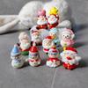 2pc Santa Claus Snowman Home Christmas Decoration Resin Craft Miniature Figure Tiny Bonsai Microlandscape Fairy Garden Decor