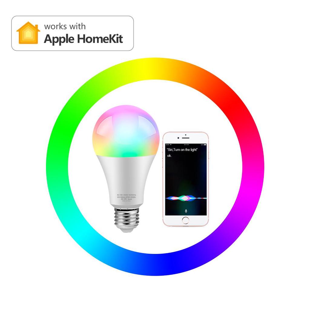 Беспроводная светодиодная лампа WiFi, умная лампа RGB E27, светодиодная лампа Tuya /Homekit, умная жизнь, Google Home, голосовое управление Alexa, освещение для дома