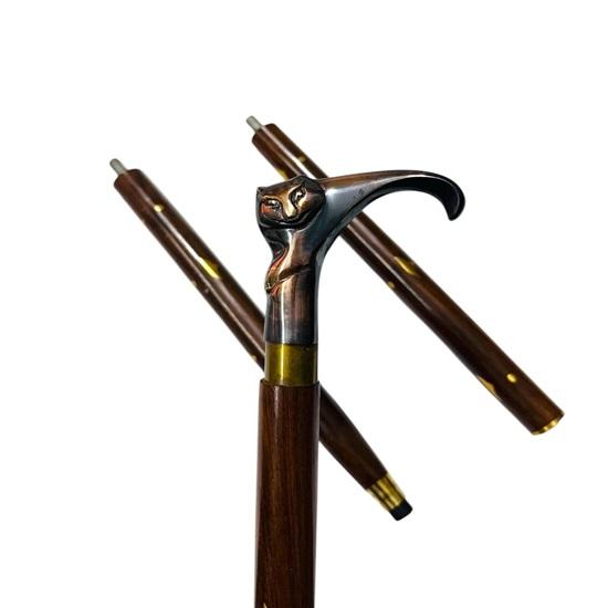 93.98 Cm Walking Stick Cat Brass Handle Cane Victorian Walking Stick Three Fold Stick  For Men, Women, Father, Mother