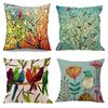 Branch Bird Flower Linen Pillowcase Sofa Cushion Cover Home Decoration Can Be Customized for You 40x40 50x50 60x60 45x45