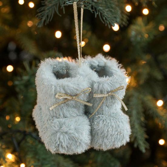 Рождественский сапожок, пушистые туфельки, подвесные украшения на елку, мягкая плюшевая зимняя обувь, подвеска для декора дома и офиса