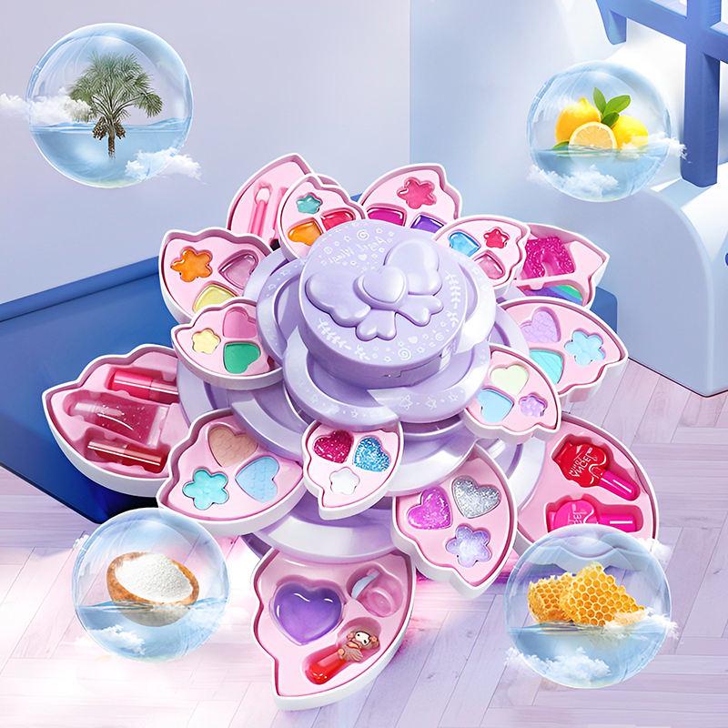 Детский набор для макияжа для девочек, моющаяся настоящая косметика, безопасный и нетоксичный набор для макияжа для девочек, игрушки для маленькой девочки, подарок на Рождество и день рождения