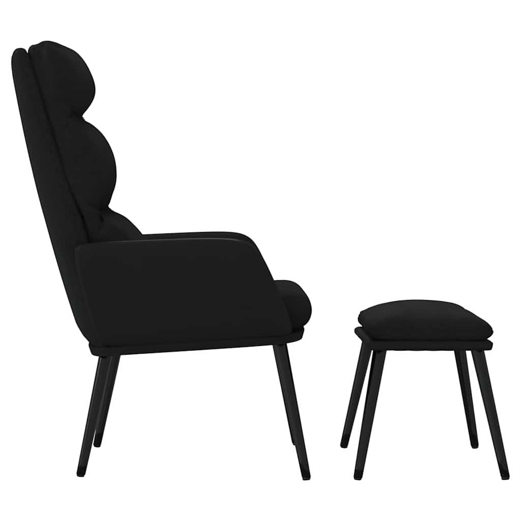 Recliner Chair with Ottoman Black Fabric and Faux Leather