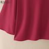ZANZEA Women Casual V-Neck Solid Color Loose 3/4 Sleeve Blouse