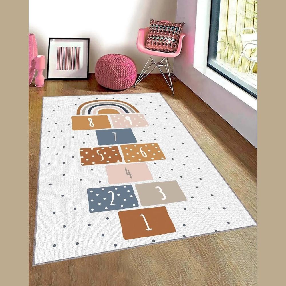 Miru Home Моющийся нескользящий коврик в горошек с цифровой печатью для гостиной, детей и младенцев Mcb-18